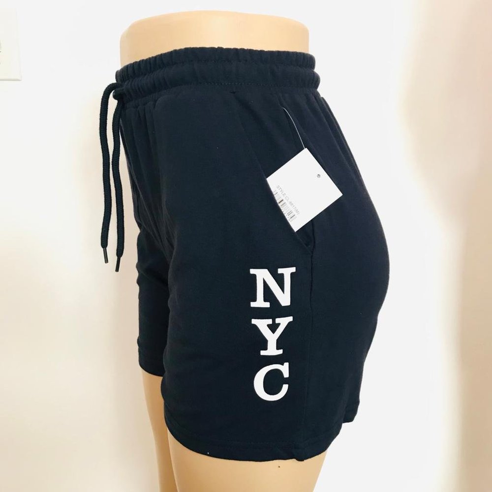 NYC Girls  Juniors Teens Women Exercise Casual Cotton Sweat Shorts Navy Blue